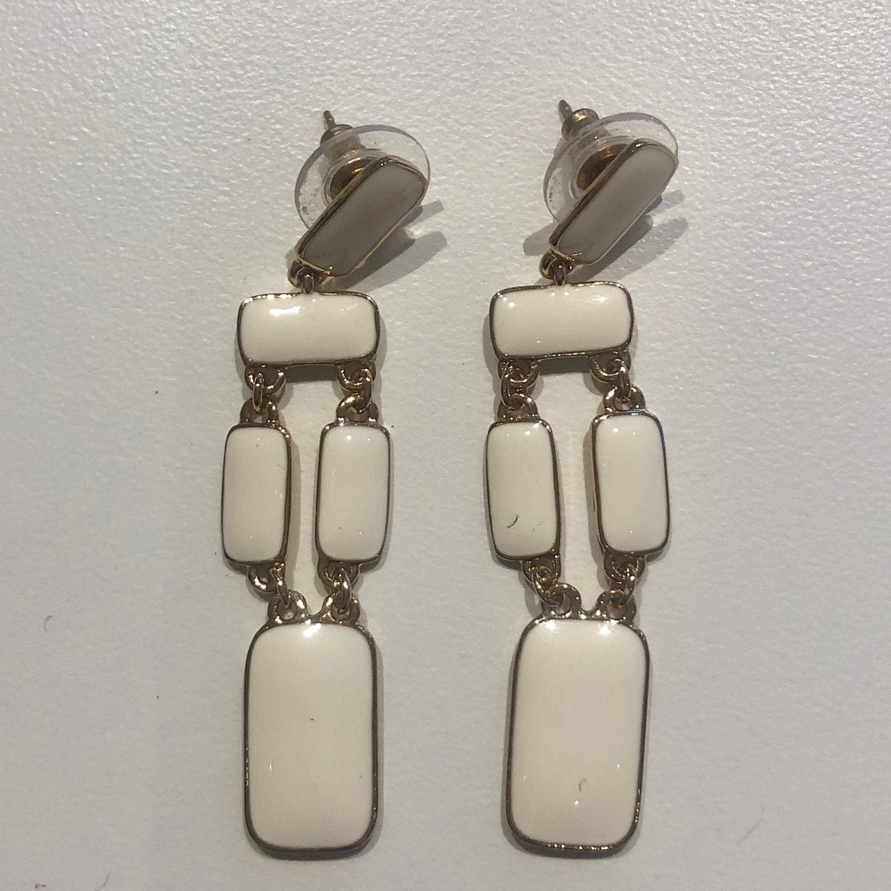 Kate Spade white enamel earring - 1/2" wide x 2 1/4" long